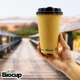Biocup Paquete Vasos de Papel color Kraft con Tapa