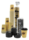 Biocup Paquete Vasos de papel 12 Oz con Tapa – 50 Juegos