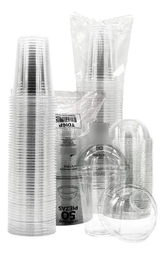 Biocup Paquete Vasos PET 16 Oz con Tapa Domo – 50 Juegos