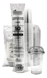 Biocup Paquete Vasos PET 10 Oz con Tapa Domo – 50 Juegos