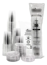 Biocup Paquete Vasos PET 12 Oz con Tapa Ranurada – 50 Juegos