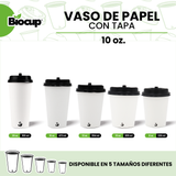 Biocup Paquete Vasos de Papel color blanco con Tapa