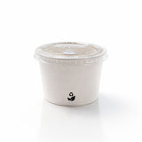 Biocup Envase de Papel Circular Blanco y Tapa Transparente Plana