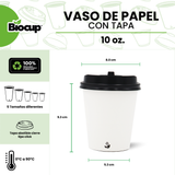 Biocup Paquete Vasos de Papel color blanco con Tapa