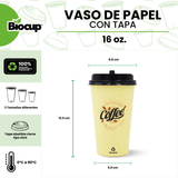 Biocup Paquete Vasos de Papel Letras con Tapa