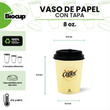 Biocup Paquete Vasos de Papel Letras con Tapa