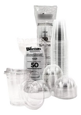 Biocup Paquete Vasos PET 12 Oz con Tapa Domo – 50 Juegos