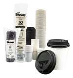 Biocup Paquete Vasos de Papel 8 Oz con Tapa – 50 Juegos