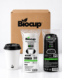 Caja Vasos de Papel Blancos con Tapa