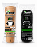 Paquete Vasos Papel Kraft Con tapa